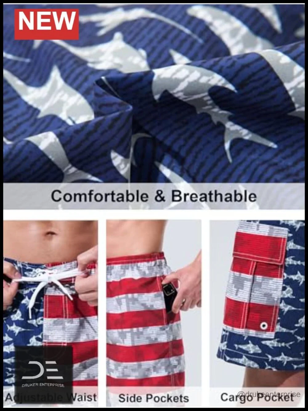 Mens Swim Trunks Board Shorts Quick Dry 9 Inch Beach Swimwear